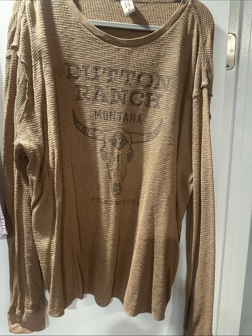 Dutton Ranch Lucky Brand Long Sleeve Top in Camel
